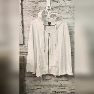 XCVI women's XXL zip up white hoodie
